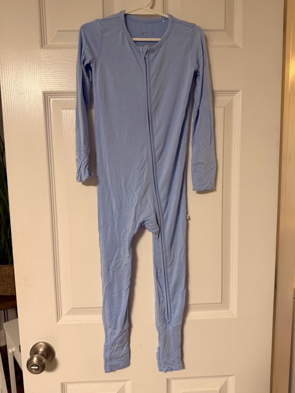 Bamboo Light Blue One-Piece Zippered Pajama